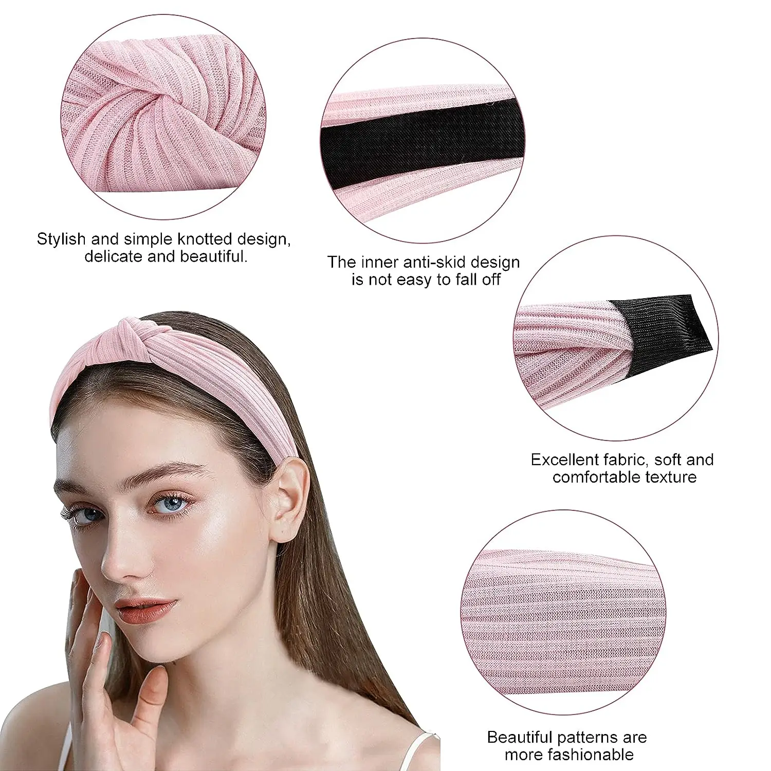 4PCS Knotted Headbands for Women Girls Solid Color Twisted Hair Band Simple Cross Knot Hairbands Fashion Hair Accessories