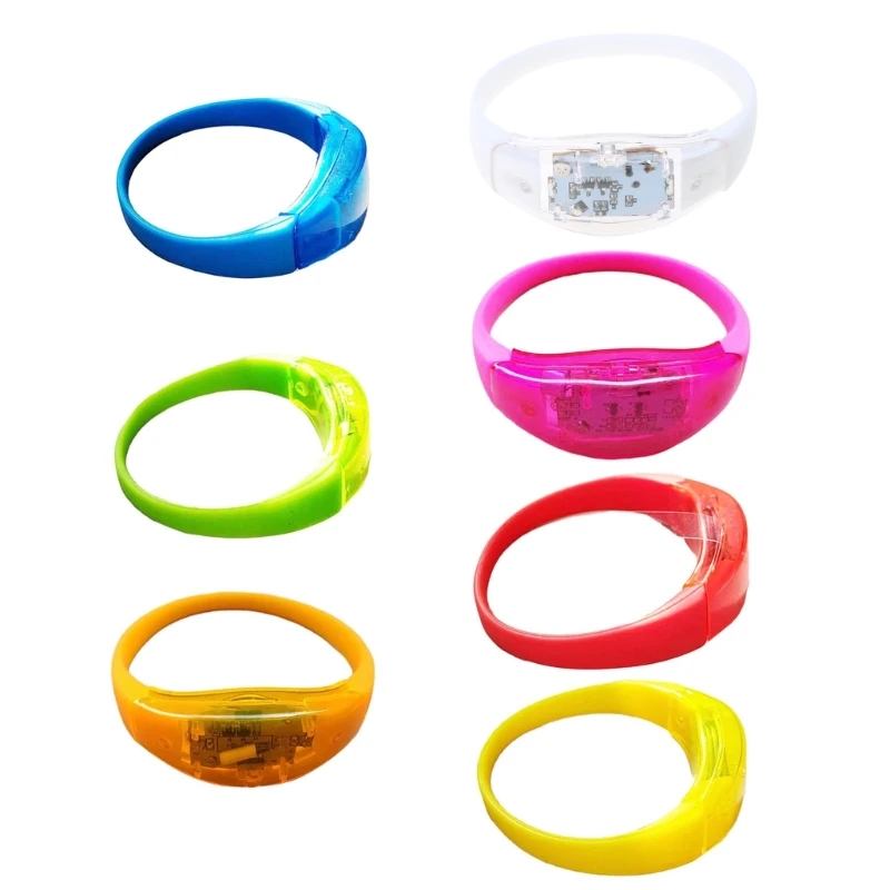 Voice Activated LED Bracelets, Flashing Silicone Bangle, Sound Control, Christmas Bar, Concert, Festival Party Supplies, 5Pcs