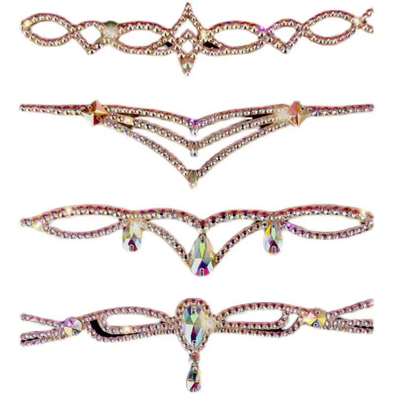 

1PC Belly Dance Rhinestone Head Chain Forehead Jewelry for Wedding Prom Party Show Boho Crystal Teardrop Headpiece Hair Accessor