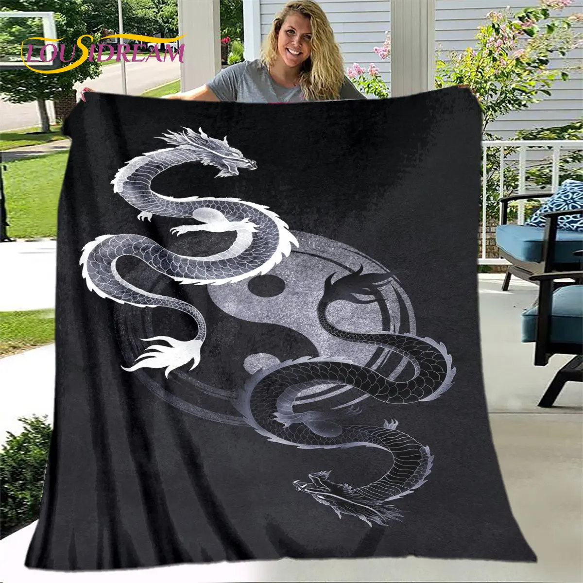 Modern Chinese Tai Chi Bagua Yin Yang Blanket,Flannel Blanket Throw Blanket,Warm Blanket for Living Room Bedroom Beds Sofa Gift