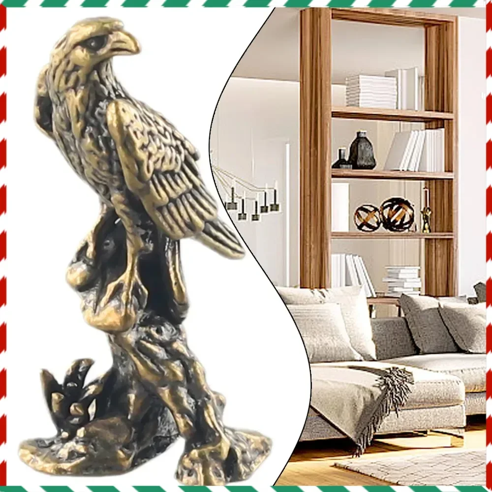 

1x Eagle Statue Miniature Sculpture Vintage Copper Bird Figurine Crafts Ornament For Interior Home Desk Animal Decor