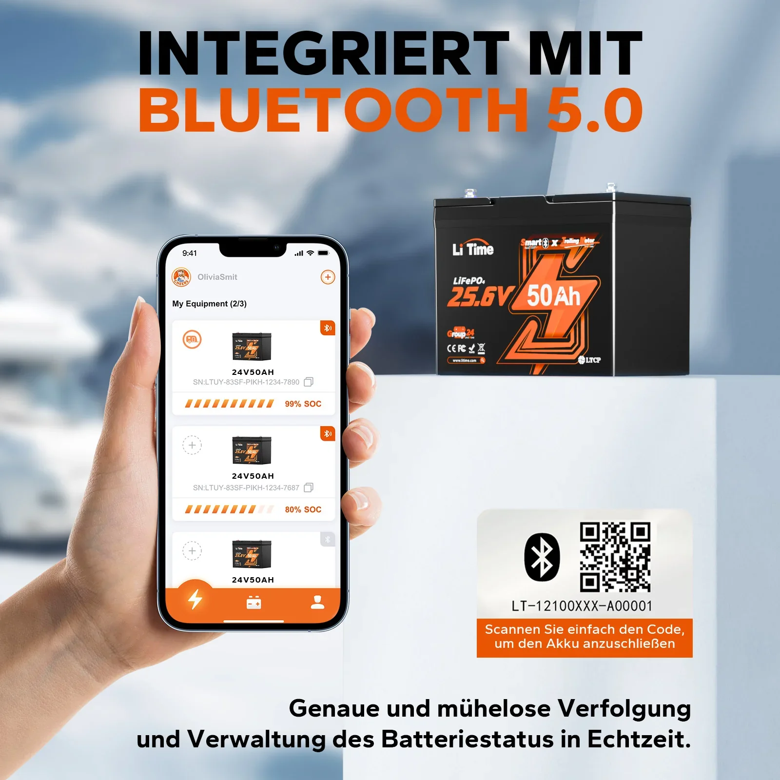 5 Jahre Garantie Batterie 24V 50AH Bluetooth Wohnmobile / Trolling-Motoren / Boote / Heimspeicher / Off-Grid Lithium-Batterien