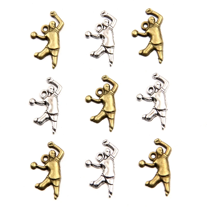 30 PCS 11*21mm Charms handball Player Sporter Handmade Craft Pendant Making For Jewelry Making