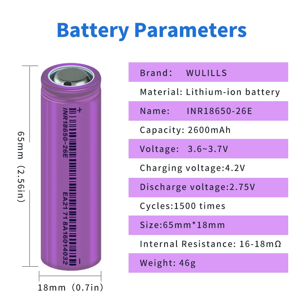 New 18650 Battery 3.7V 2600mAh Max discharge 20A 18650 Lithium Rechargeable Batteries For Flashlight Power tool