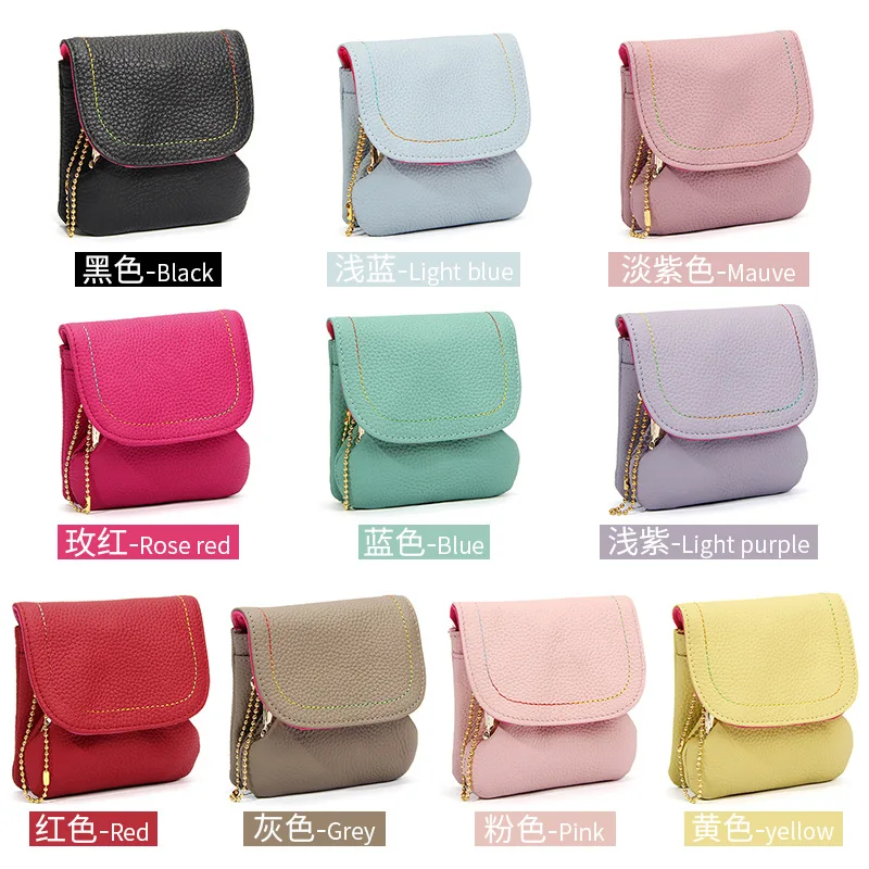 

Women’s Small Coin Purse Genuine Leather Change Pouches Vintage Kiss Lock Coin Pouch Mini Chain Crossbody Purse for Women