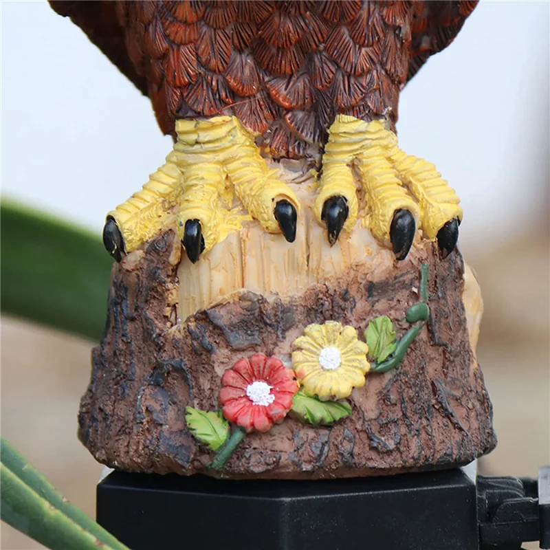 【Flash-Deal!】Solar Garden Light Resin Bald Eagle Figurine Dusk Dawn Solar Yard Light Animal Solar Stake Light Outdoor Decorative