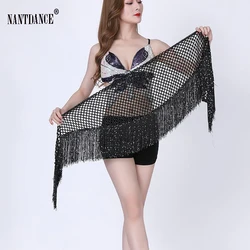 Practice Dance Hip Scarf For Women Mesh Dangling Belly Dance Belt Hip Skirt Scarf Tassels Bling Sequins Wrap