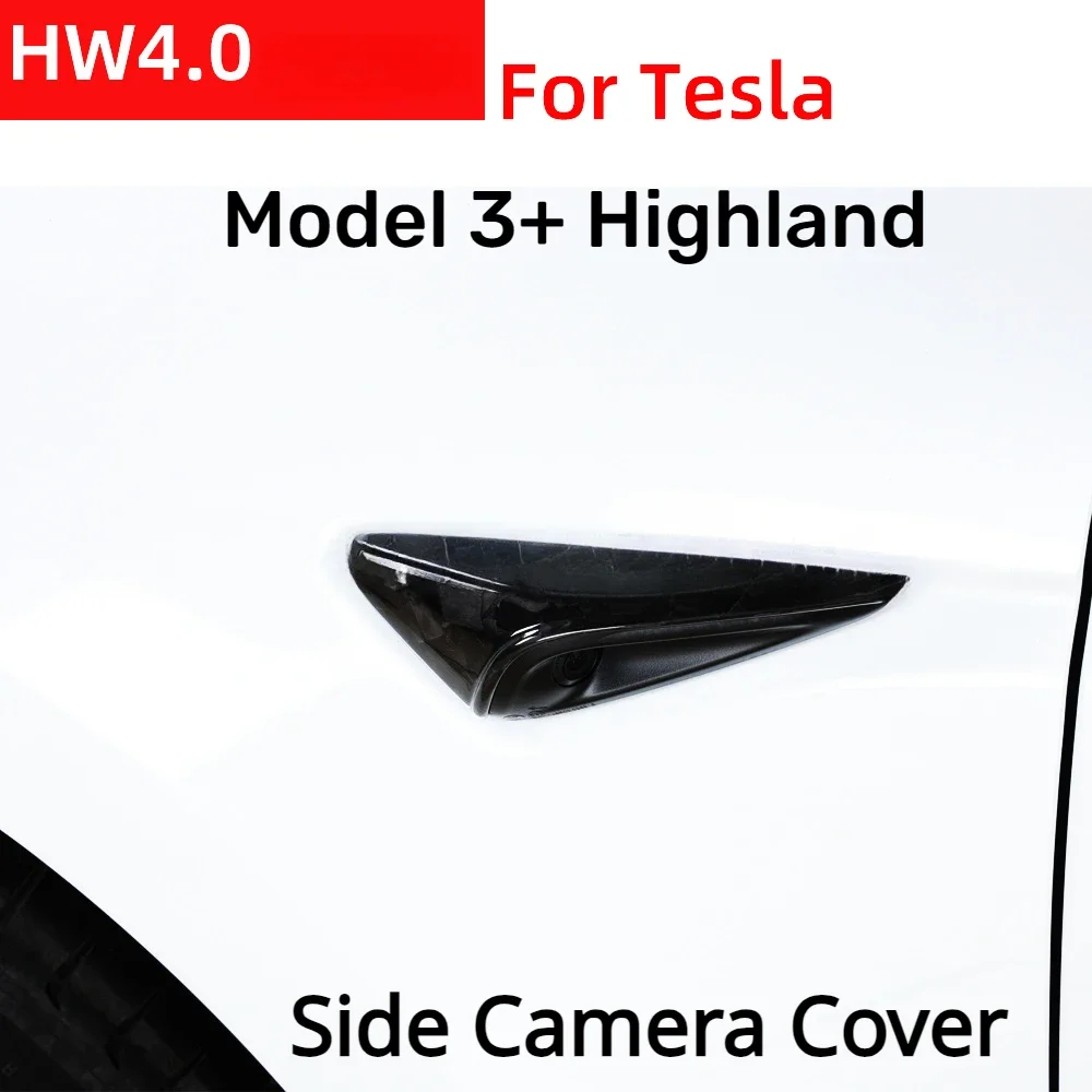 2PCS Side Camera Cover For Tesla Model 3 Highland 2024 Real Carbon Fiber Leaf Board Protection Sticker Modification Accessory