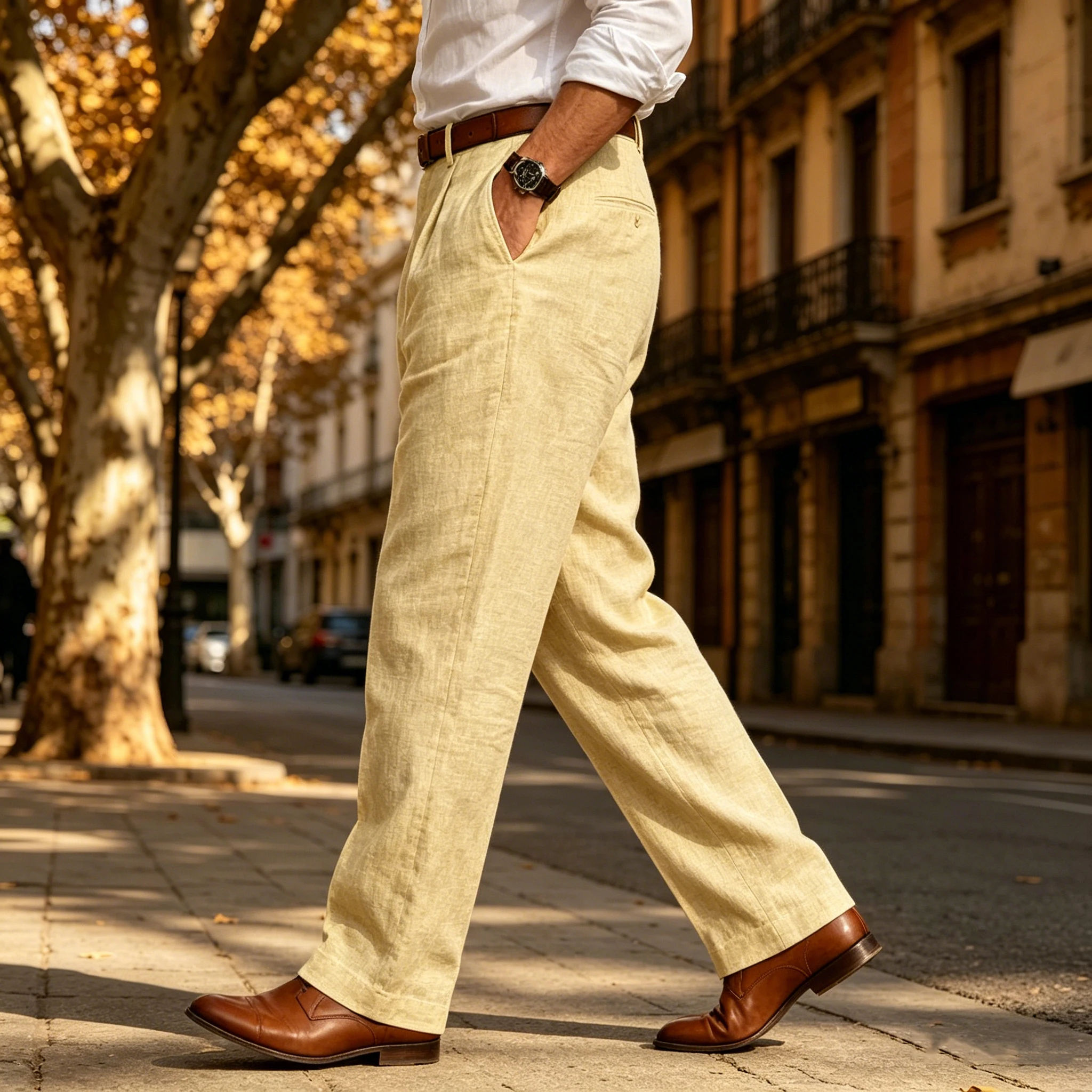 Men's Summer Linen Suit Pants High Waist Pleated Wide Leg Casual Trousers Business Formal  Breathable Loose Fit Straight Pants image 2