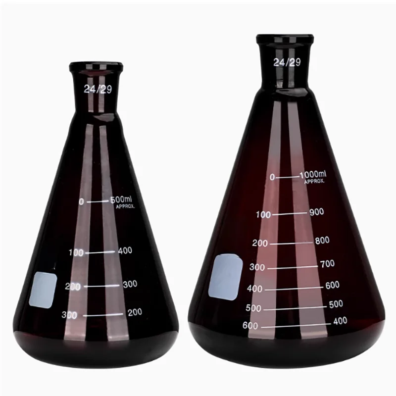 Brown grinding triangle flask with standard mouth conical bottle matte mouth triangle 50ml100ml150ml250ml500ml1000ml2000ml