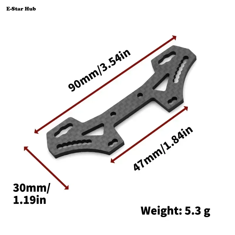 E-Star Hub5pcs Carbon Fiber Shock Tower Battery Plate Second Floor Board Bumper Plate for Tamiya TT02 TT-02 1/10 RC Car Upgrade