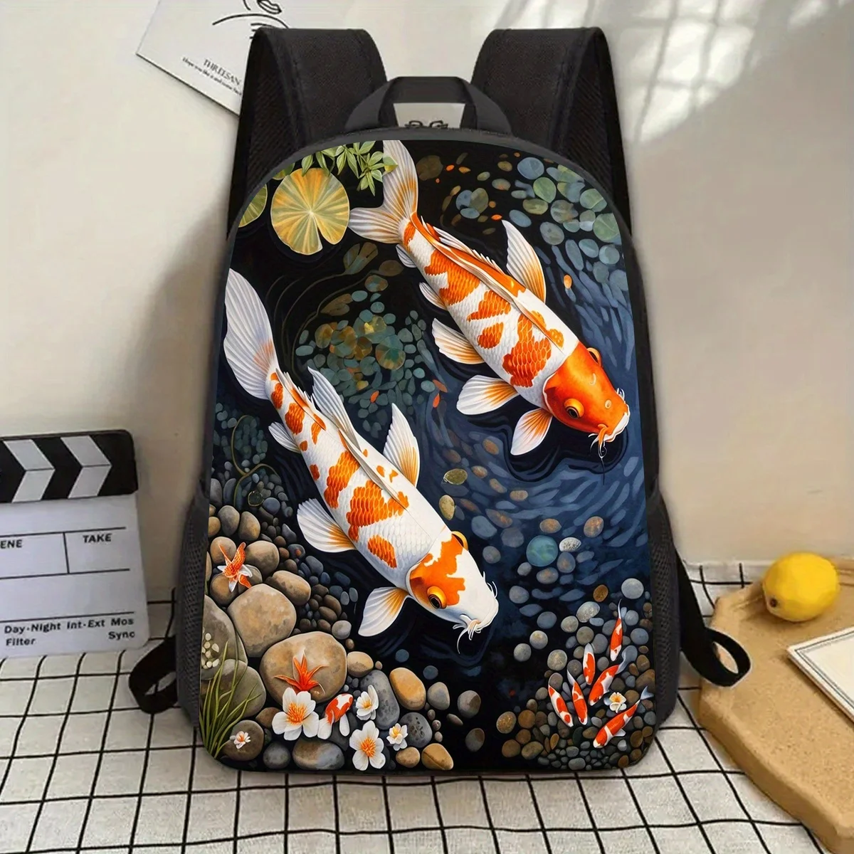 

1 Koi Pattern 17 Laptop Backpack with Kettle Bag - Lightweight and Durable Teen and Adult School Bag, Adjustable Shoulder Strap