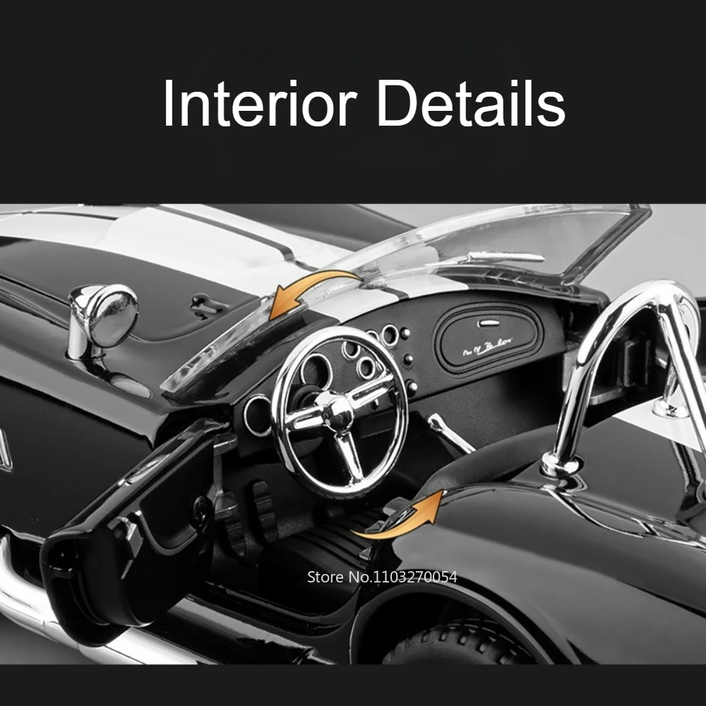 1:22 Shelby Cobra 427 300SL Alloy Diecast Sport Cars Model Toy Wheel Pull Back Miniature Car Light Sound Vehicle Kids Adult Gift view 4