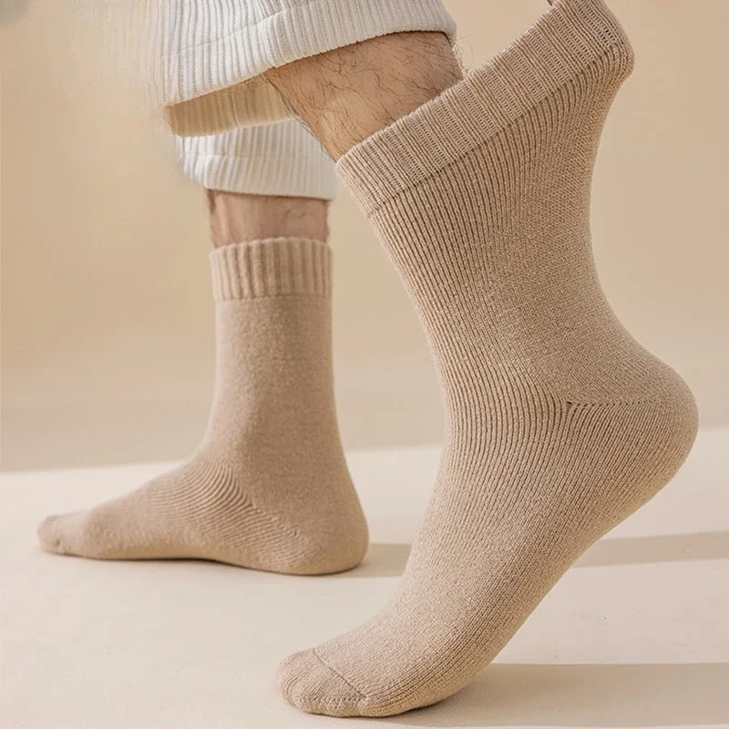 1/5pairs Winter Warm Women Socks Merino Wool Men Super Thicker Solid Against Cold Thermal Plush Thick Snow Terry Socks