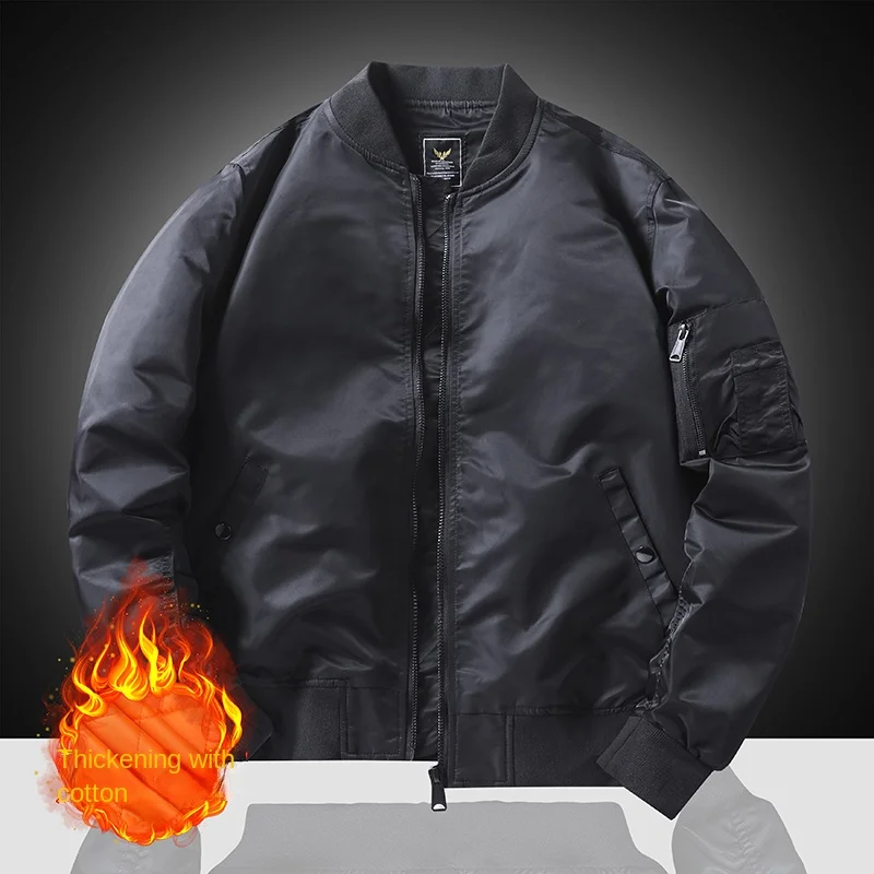 

Хлопковая трансграничная летная куртка, повседневная и модная мужская толстая осенне-зимняя куртка пилота, бейсбольная куртка, большие размеры.