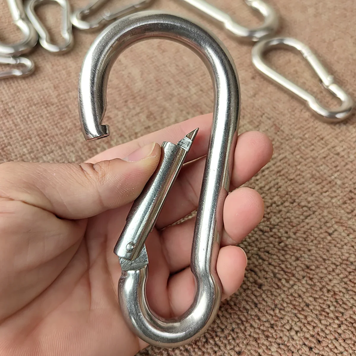 1Pcs M4 M5 M6 M7 M8 M9 M10 M11 M12 M14 304/316สแตนเลสสตีล Carabiner Carbine Snap ฤดูใบไม้ผลิ Buckle Key Ring