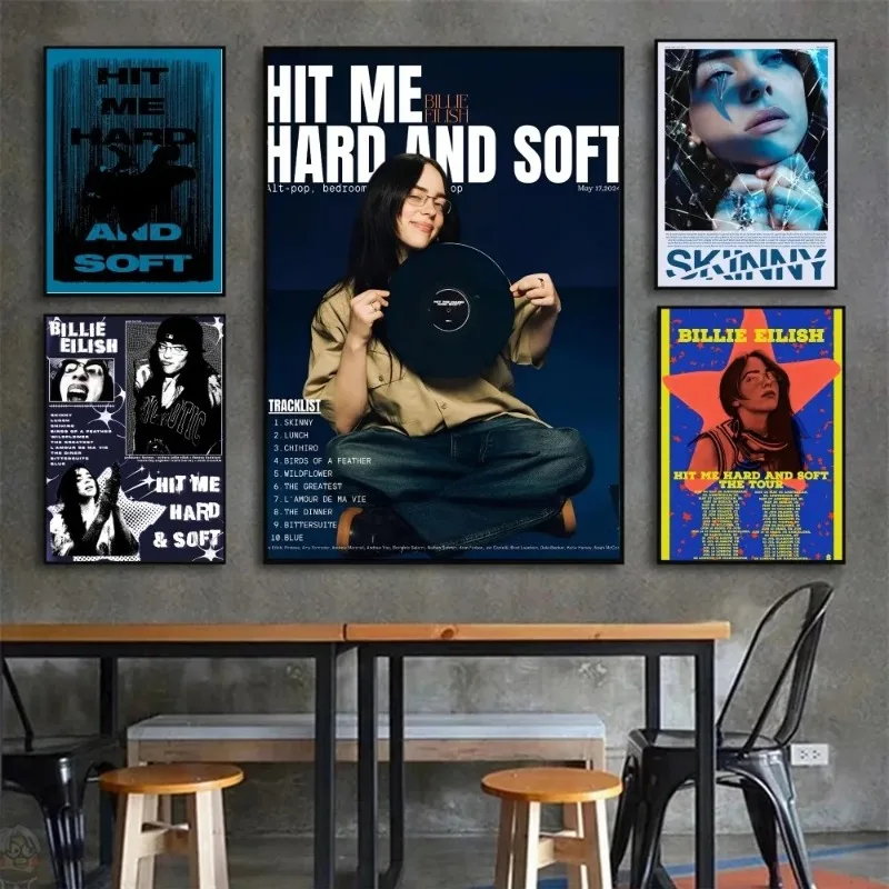 1pc Hit Me Hard and Soft B-BillieS Vintage Posters Sticky Retro Kraft Paper Sticker DIY Room Bar Cafe Kawaii Room Decor