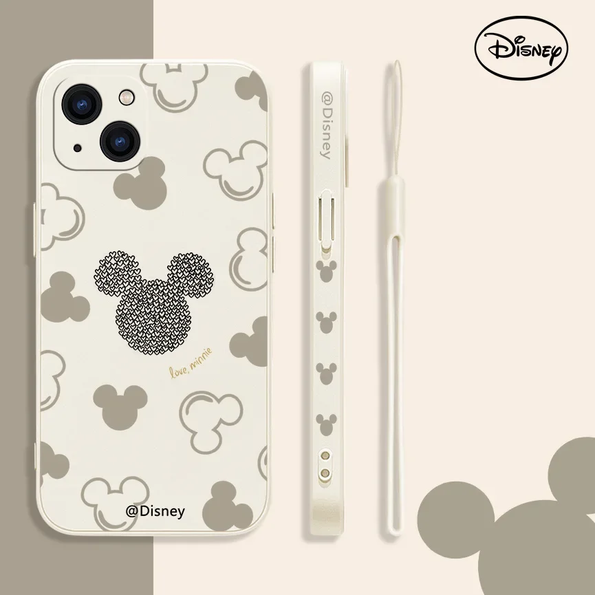 Mickeys Minnies Phone Case For iPhone 15 14 13 12 11 Pro Max Mini X XR XS SE20 6 6s 8 7 Plus Silicone Cases with Hand Strap