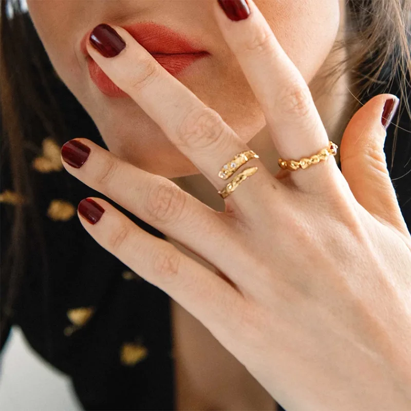 

Withered Diamond Studded Open-ended Ring For Women, Adjustable Design Elegant Party Jewelry Rings Women's Ring