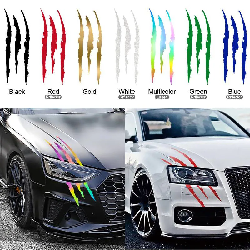 2pcs Monster Claw Marks Car Headlight Claw Marks Headlight Decal Car Sticker Stripes Scratch Vinyl Decal Universal For Most