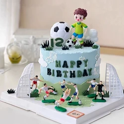 Soccer Ball Goal Player Figurine Cake Toppers Football Cake Decoration For Men Boy Birthday Party Sport Soccer Theme supplies