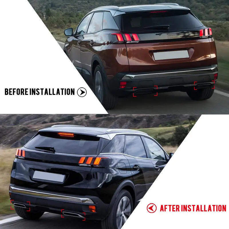 Silenciador de escape trasero para coche, cubierta de tubo de 2 piezas para Peugeot 3008, 5008, 2017-2022 / Citroen C5, Aircross, 2017-2021