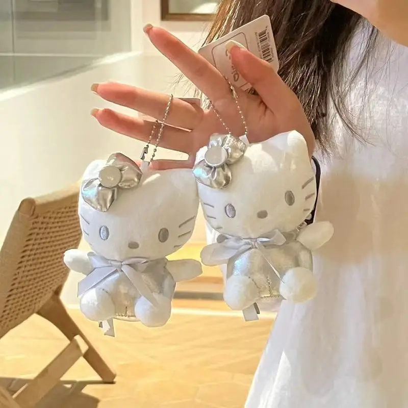 

Новинка 2024, Sanrio Hello Kitty, серебристо-белый кулон, сумка, подвеска, милый милый брелок, кулон, детская игрушка, подарок на день рождения