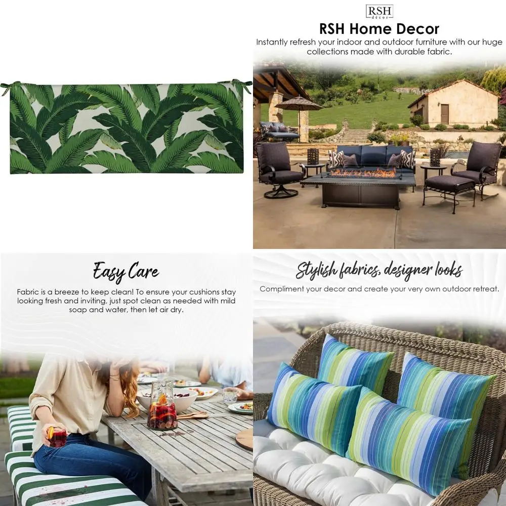

2" thick outdoor & indoor foam bench cushion, 36"x14", sway palm pattern