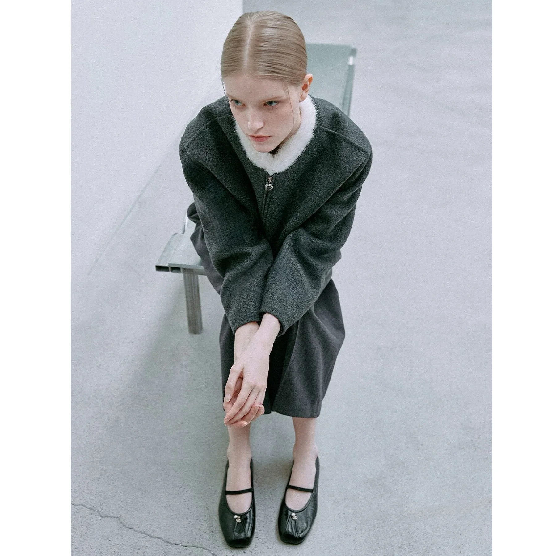 Abnehmbarer echter Nerzpelzkragen aus Wolle, rund, vielseitige Damen-Oberbekleidung, Zitronenkäse, Winterkollektion