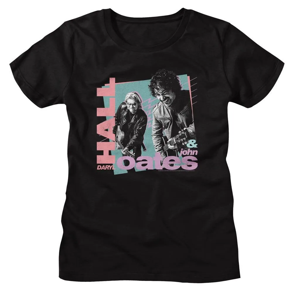 Hall And Oates Rockin Out 80'S Shapes Black Women'S T Shirt