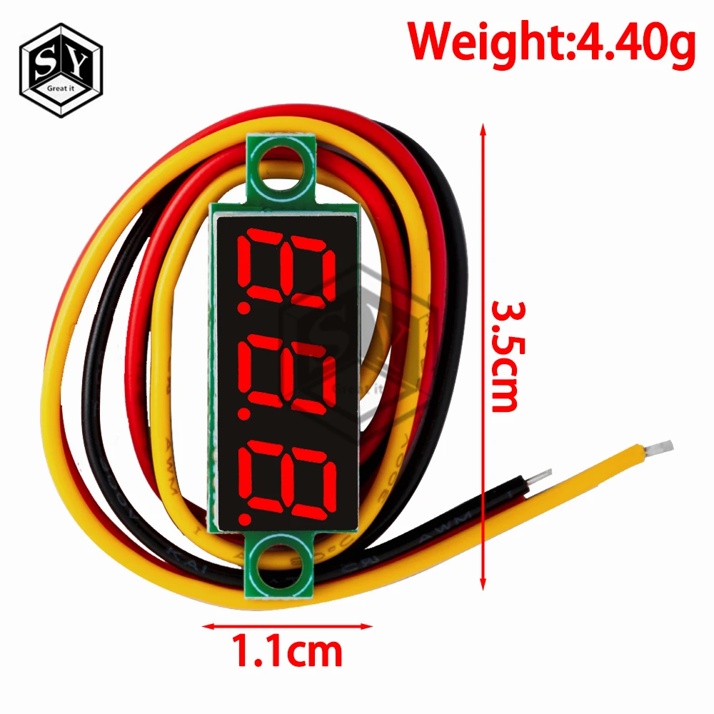 Three line precision DC digital voltmeter head LED digital voltmeter DC4.5V-30V 0.28 Inch Mini Digital Voltmeter 0-100V