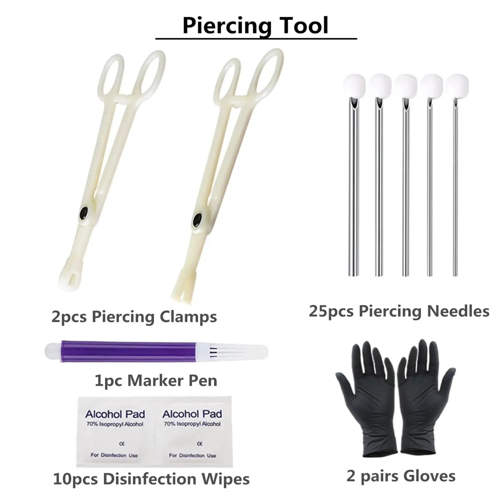Body Piercing Kit - 40pcs Piercing Kit Mix Needles 12/14/16/18/20G with 2 Piercing Clamps Forceps for Ear Nose Lip Body Piercing