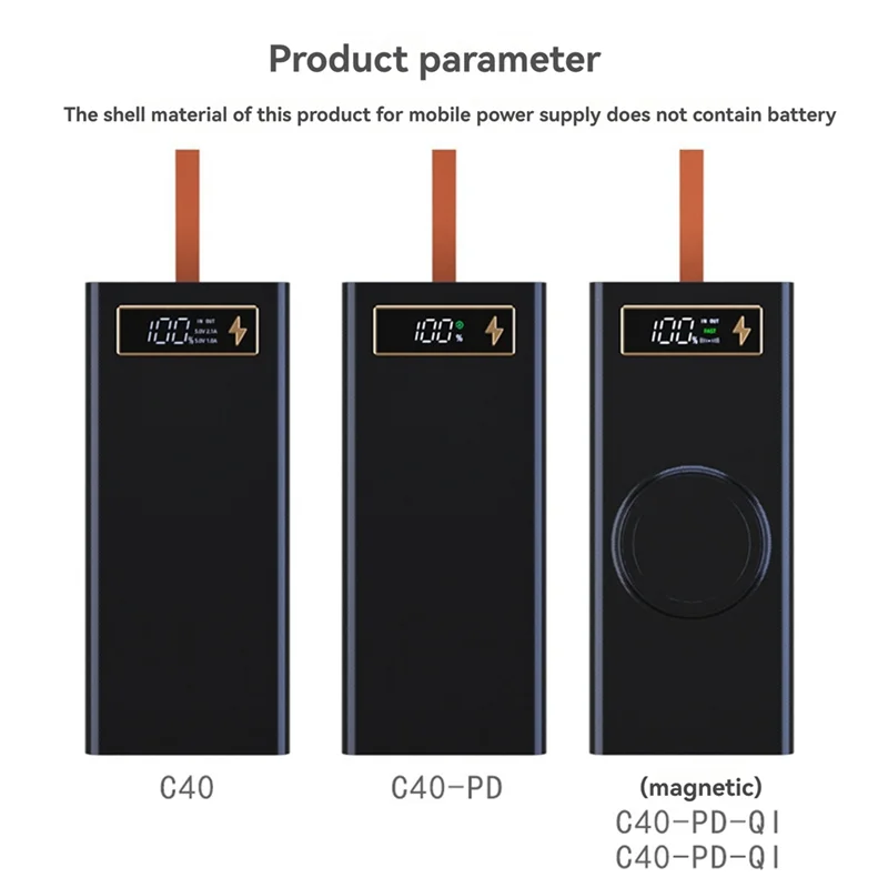 DIY Power Case Box 40X18650 Battery Pack With LED Lighting And Advanced Charging Protocols Detachable Battery Case-LICG