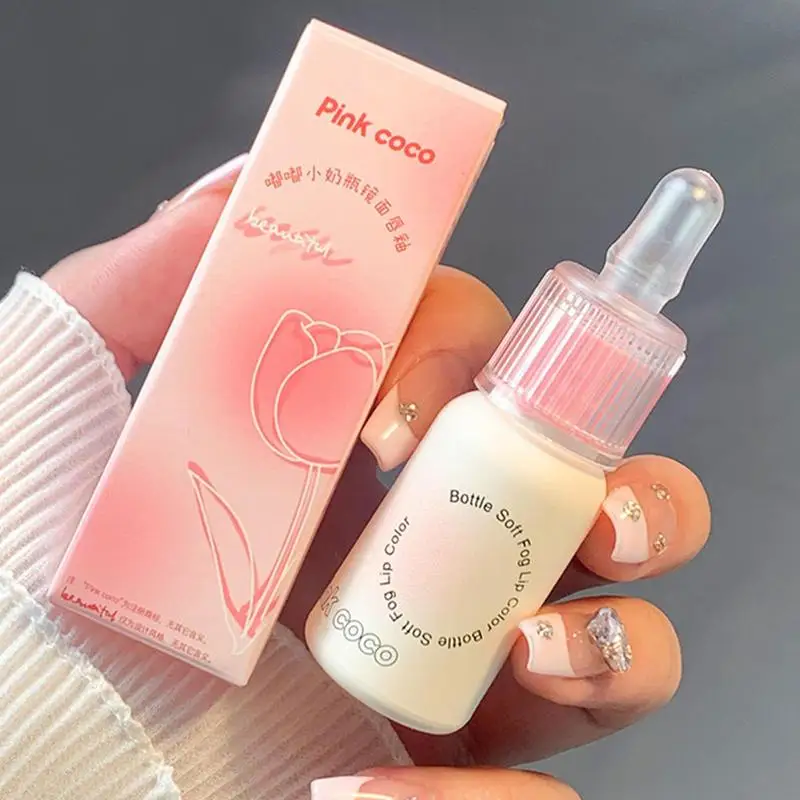 Lip Glow Milk Bottle Shape olio per labbra idratante con smalto a specchio Glossy Lip Plumper e macchia per ragazze donne cosmetici macchia per labbra