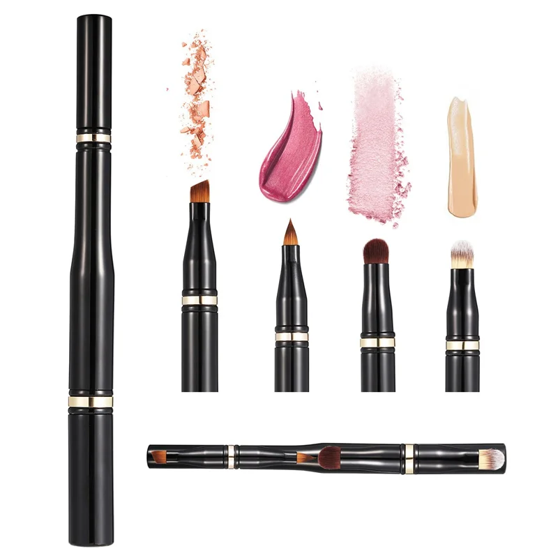 4 In 1 Double Ended Makeup Brush Detachable Travel Lip Brush Eyebrow Eyeshadow Concealer Brushes Multi-functional Makeup Brushes