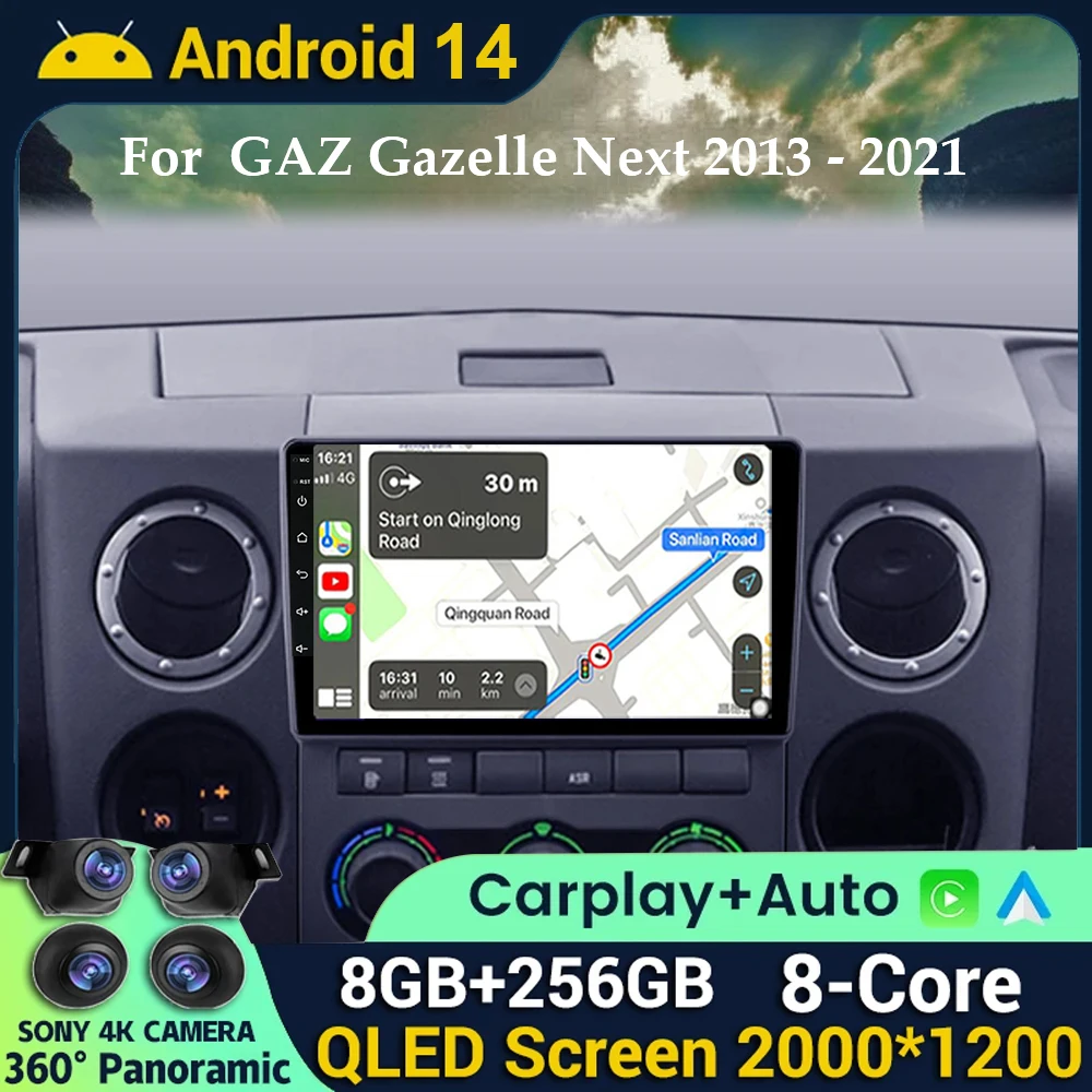 

Android 14 Car Radio Multimedia Video Player For GAZ Gazelle Next 2016+ 2 Din Navigation GPS Carplay Autoradio Stereo WIFI 4G BT