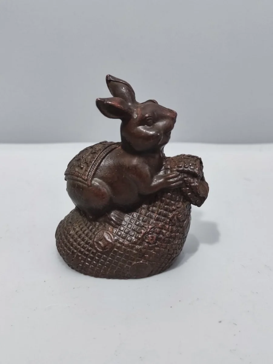 

Retro Copper Fortune Lucky Rabbit Zodiac Rabbit Home Desktop Tea Table Tea Pet Money Bag Rabbit