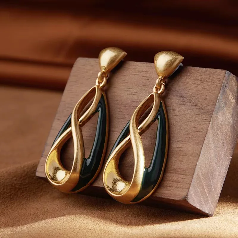 Heavy Industry Enamel Handmade Craftsmanship for Making Retro Geometric Shaped Earrings