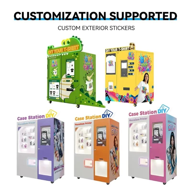Automatic T Shirt Phone Case Vending Machine with Custom Exterior Stickers and Light Signs for Amusement Park Customized