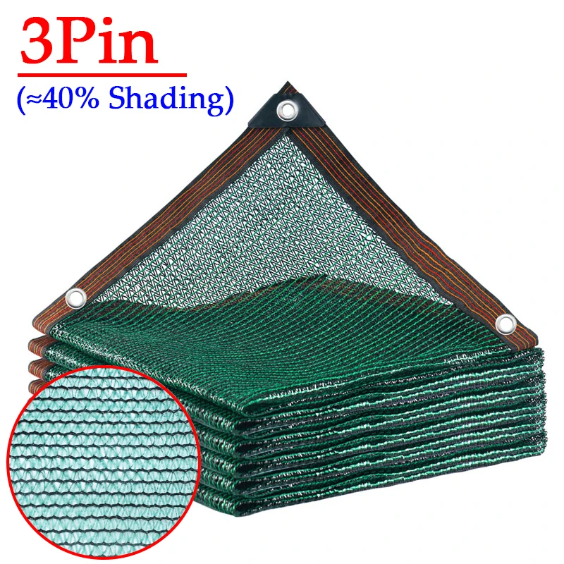 3Pin Deep Green Garden Sunshade Net Agriculture Greenhouse Shaing Cover Patio Pergola Sun Shelter Outdoor Awning 40% Shading