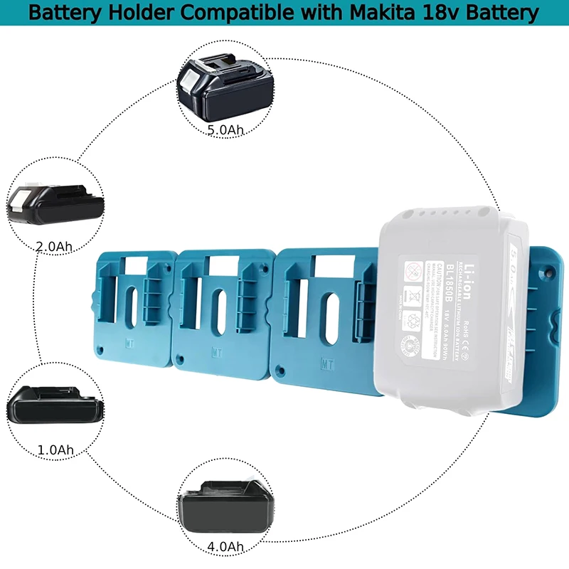 Soporte de batería para batería de iones de litio de 18V, soporte de base, soporte de máquina para BL1830 BL1815 BL1860 BL1840B, 1 ud.