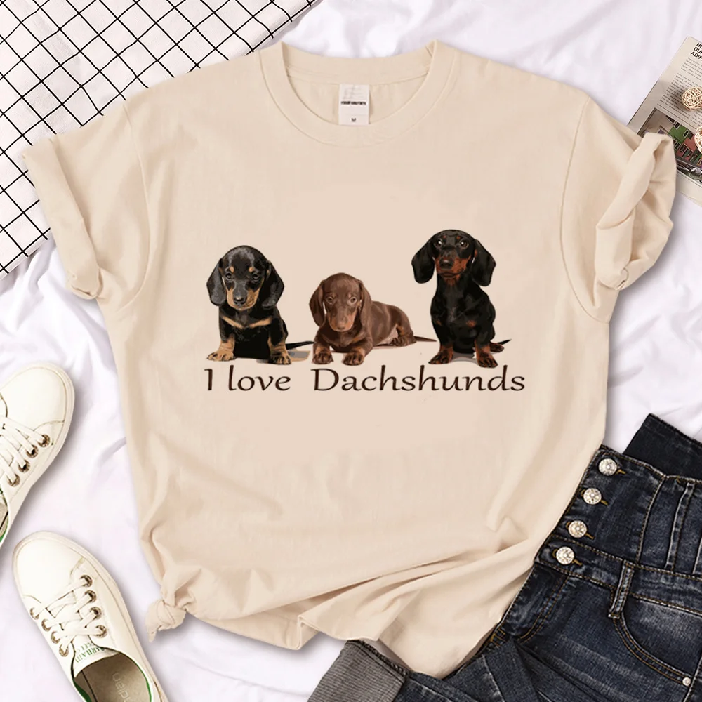 Dachshund t-shirts women manga t shirt female funny y2k 2000s clothing