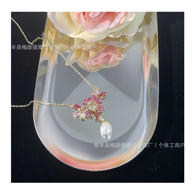 

Shijia Series Cherry Blossom Necklace Pastel Crystal Pearl Petal Set Seiko Jewelry Direct Sales