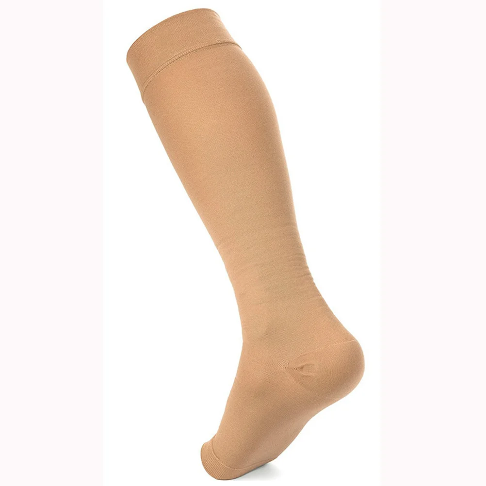 

4Pairs Compression Socks Breathable Knee High Support for Running Edema Varicose Veins Travel Size L Xl Skin Color