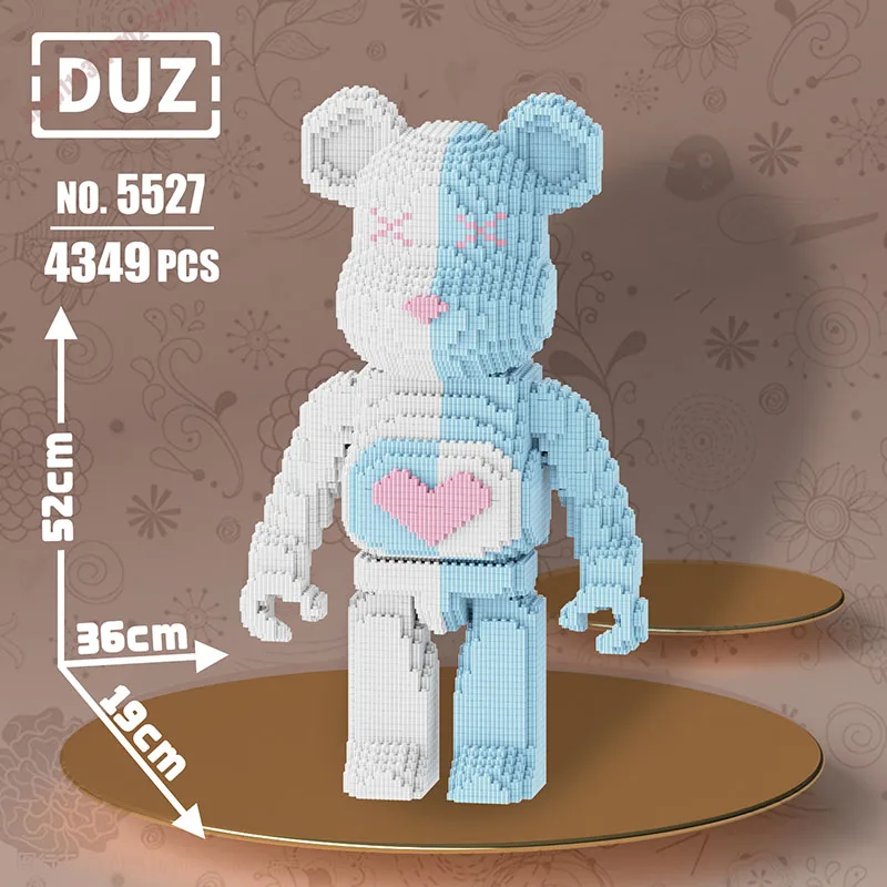 Kids Toys Cartoon Mini Love Violent Bear Bearbrick Model with Light Building Block DIY Micro Bricks Christmas Birthday Gift