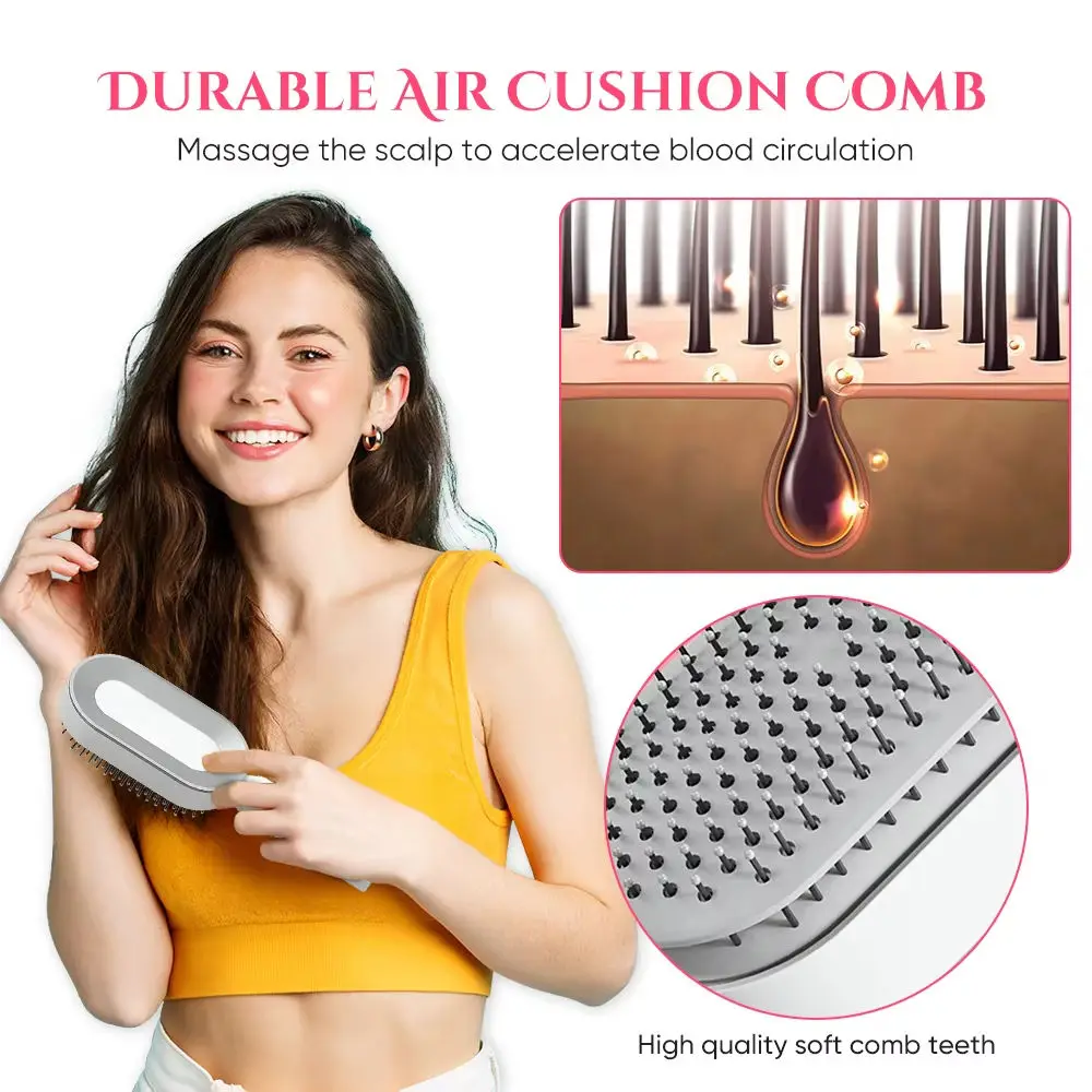 Custom Logo Silicone Electric Hair Brush Portable Self-Cleaning Scalp Massager Straightforward Detangling for Household Use