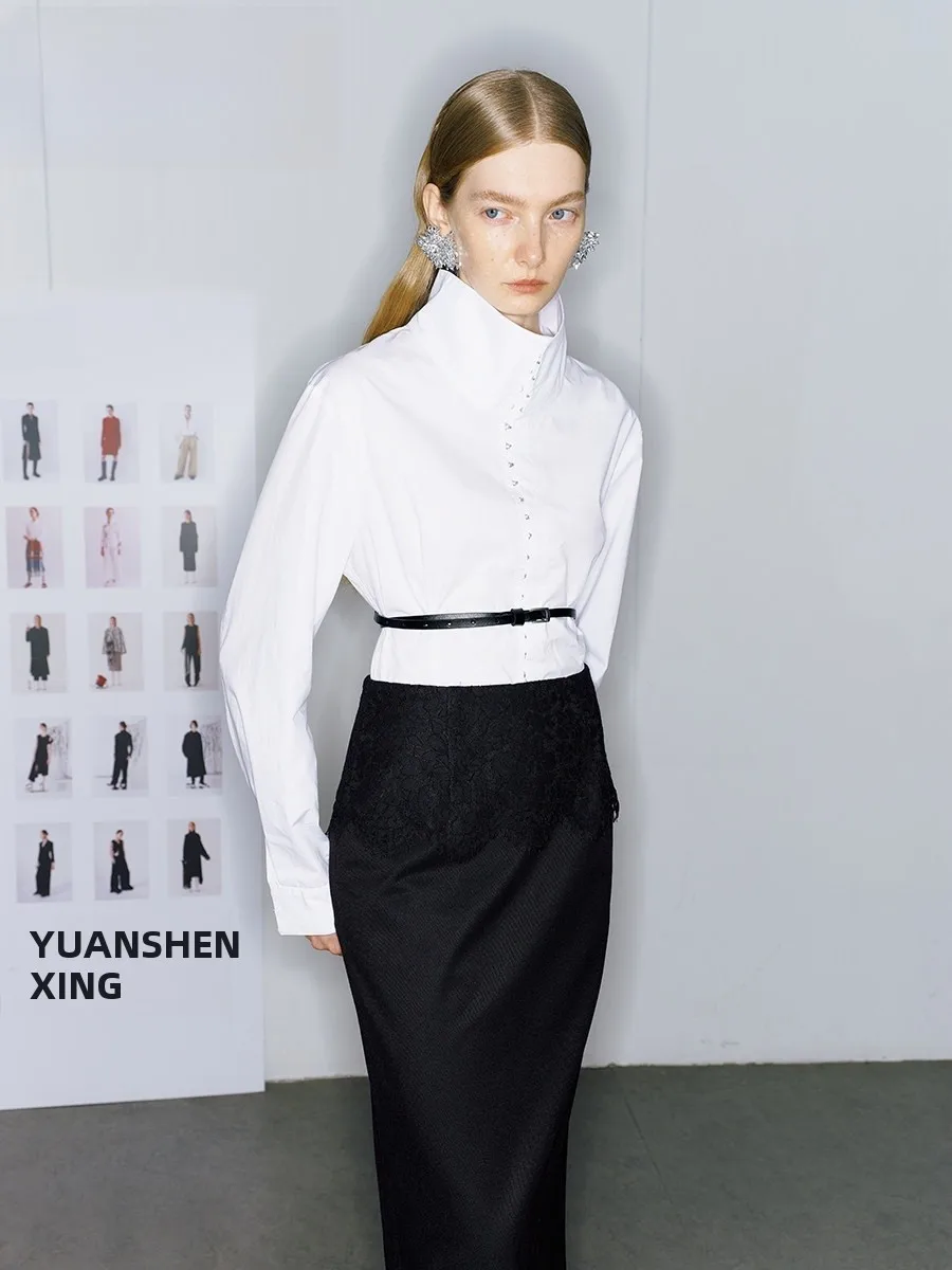 

Original Design Cotton Blouse Pure Cotton Innerwear Sle Waist Cinching Women's Faionable Slim Fit irt Long Sve mid L...