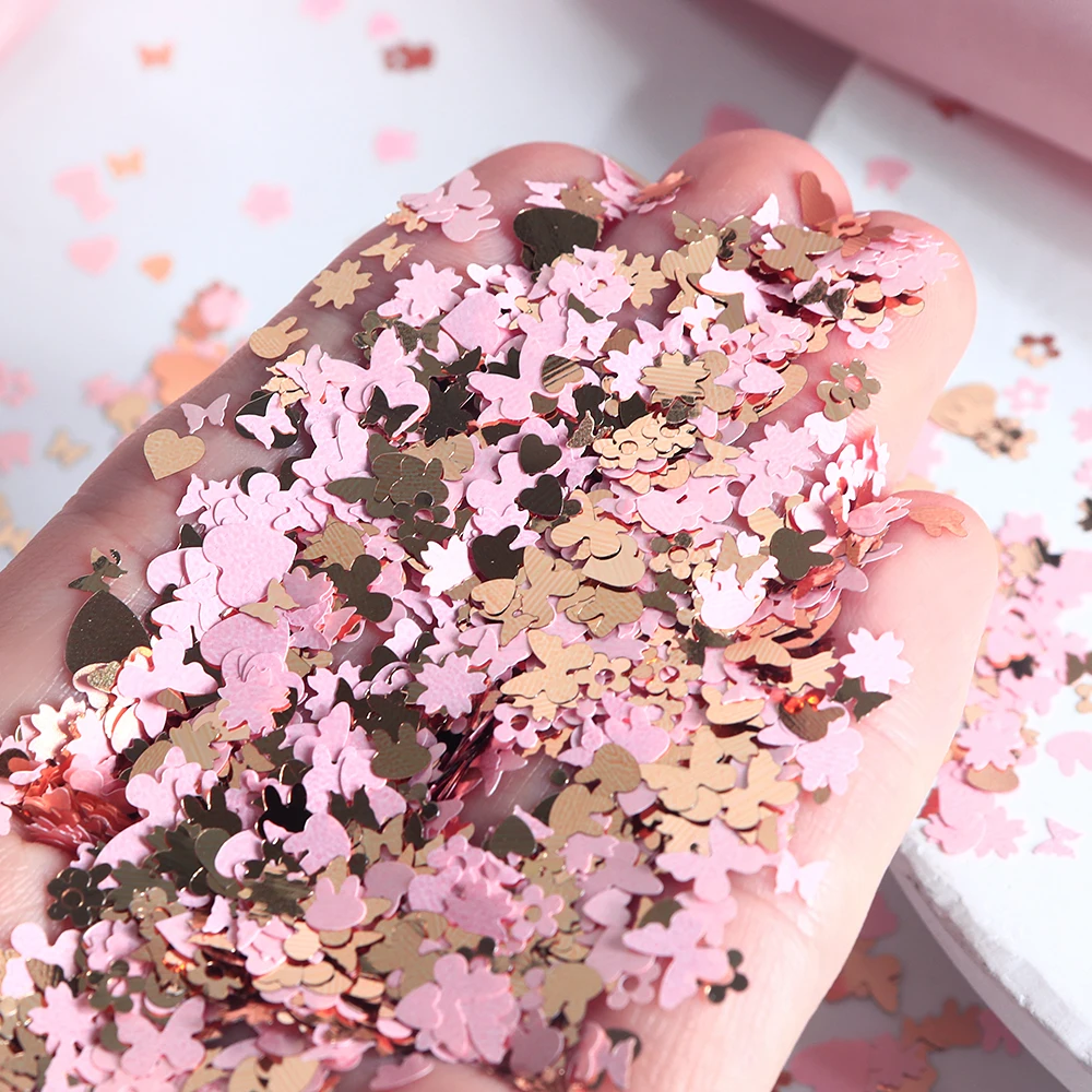 5g Valentines Day Nail Sequins DIY Manicure Accessories Love Heart Flower Nails Art Decoration Paillettes Pink Style Nail Design