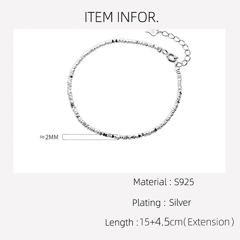 La Monada 15+4.5cm Simple Irregular Bracelets For Women Silver 925 Sterling Jewelry Fine 925 Sterling Silver Women\'s Bracelet