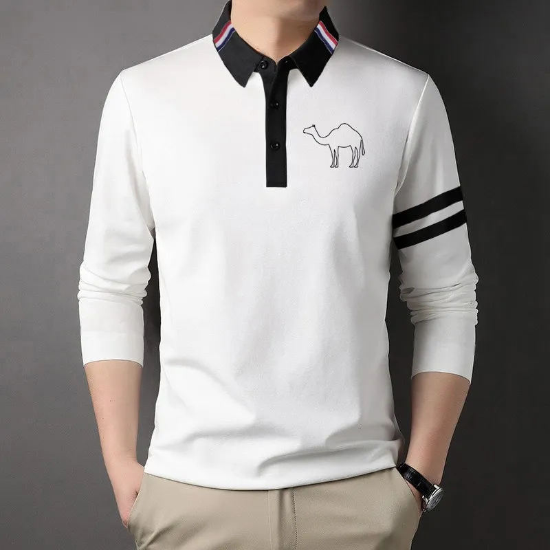 New men\'s long sleeved shirt, fashionable and casual long sleeved polo shirt